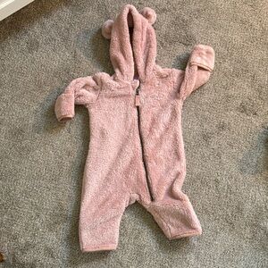 Hanna Andersson pink marshmallow baby zip fleece Sherpa onesie 3 - 6 mos